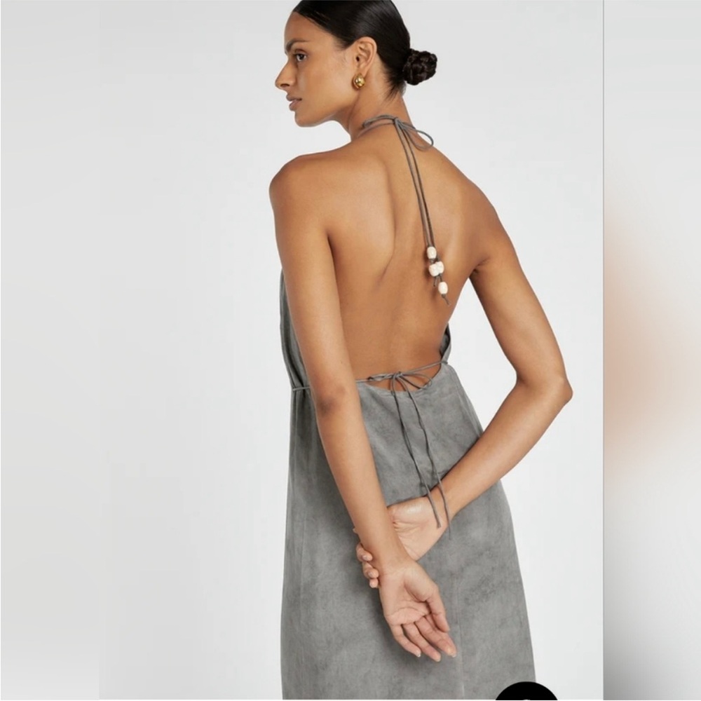 Dissh Sarah Halter Tencel Rayon Maxi Dress Dove Grey Size 8 $170